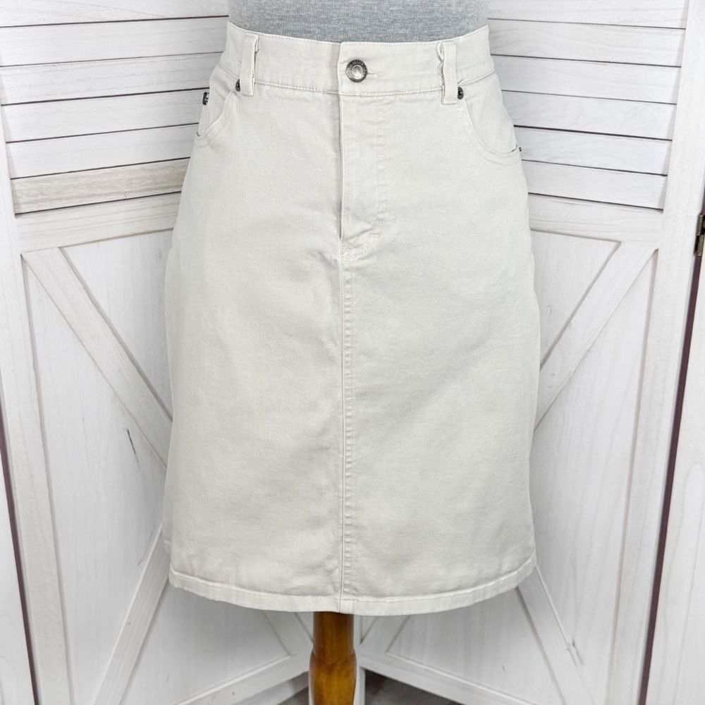 Izod A Line Stretch‎ Twill Casual Skirt Tan 4